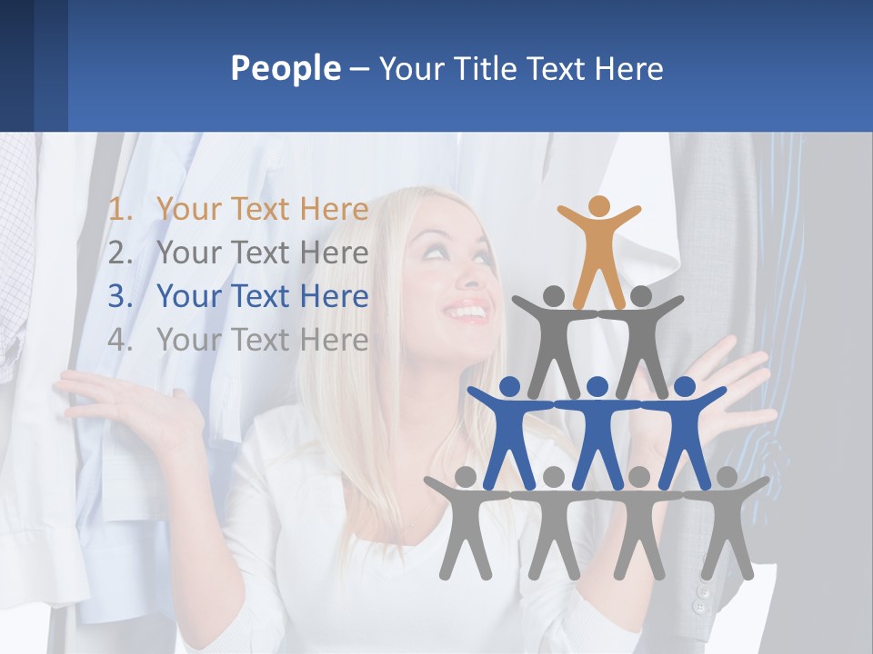 A Woman Standing In Front Of A Rack Of Shirts PowerPoint Template