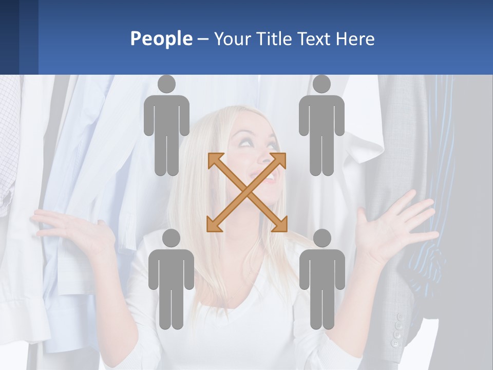 A Woman Standing In Front Of A Rack Of Shirts PowerPoint Template