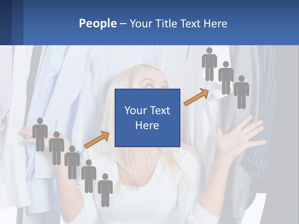 A Woman Standing In Front Of A Rack Of Shirts PowerPoint Template