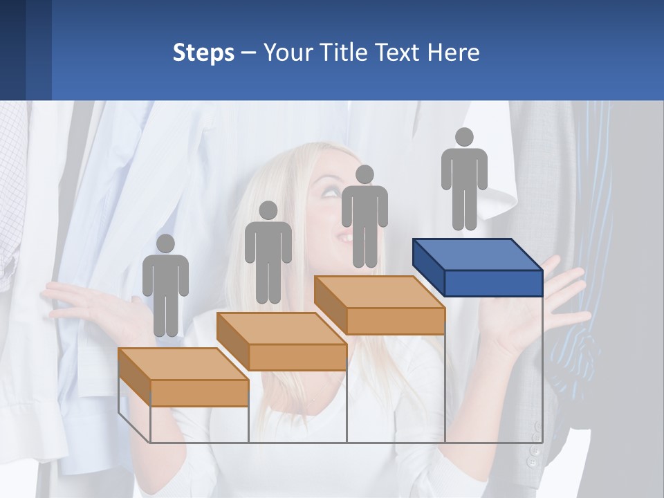 A Woman Standing In Front Of A Rack Of Shirts PowerPoint Template