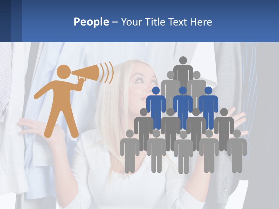 A Woman Standing In Front Of A Rack Of Shirts PowerPoint Template