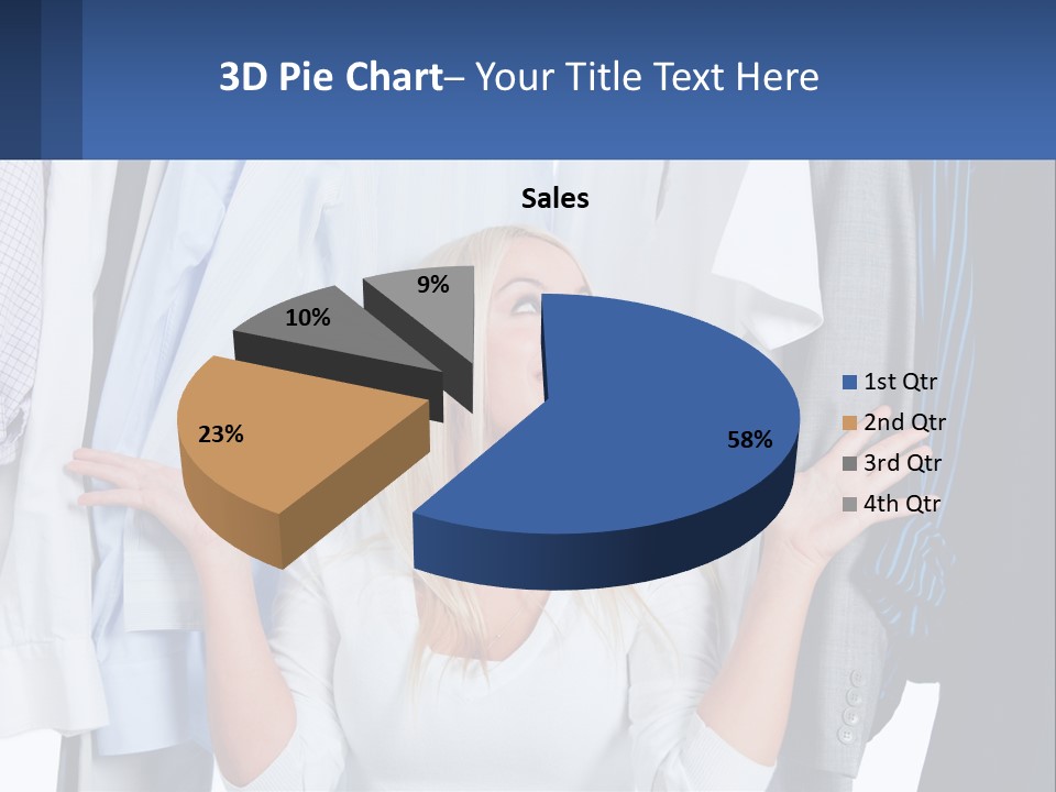A Woman Standing In Front Of A Rack Of Shirts PowerPoint Template