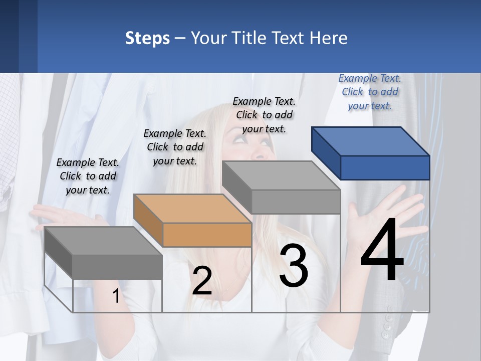 A Woman Standing In Front Of A Rack Of Shirts PowerPoint Template