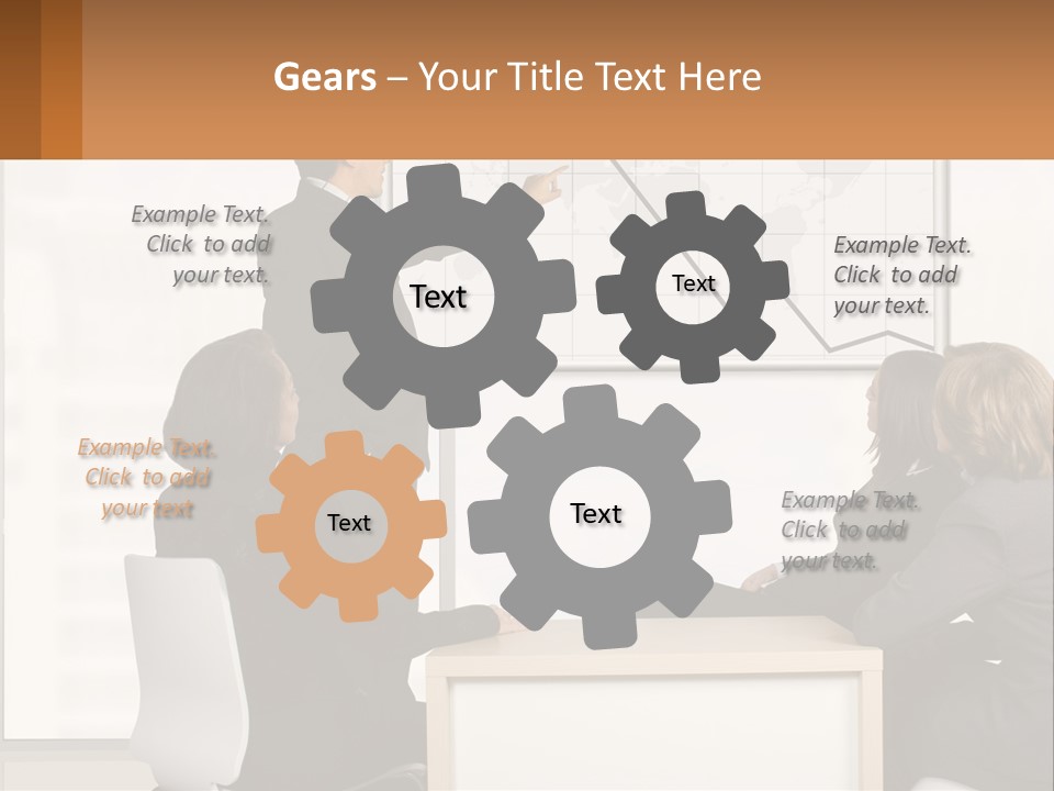 A Group Of People Sitting Around A Table In Front Of A Whiteboard PowerPoint Template