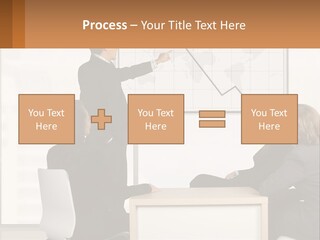 A Group Of People Sitting Around A Table In Front Of A Whiteboard PowerPoint Template
