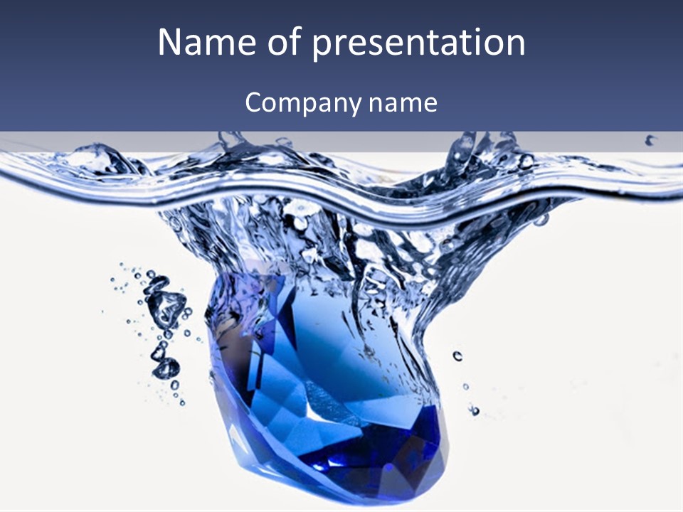 A Blue Diamond In The Water On A White Background PowerPoint Template
