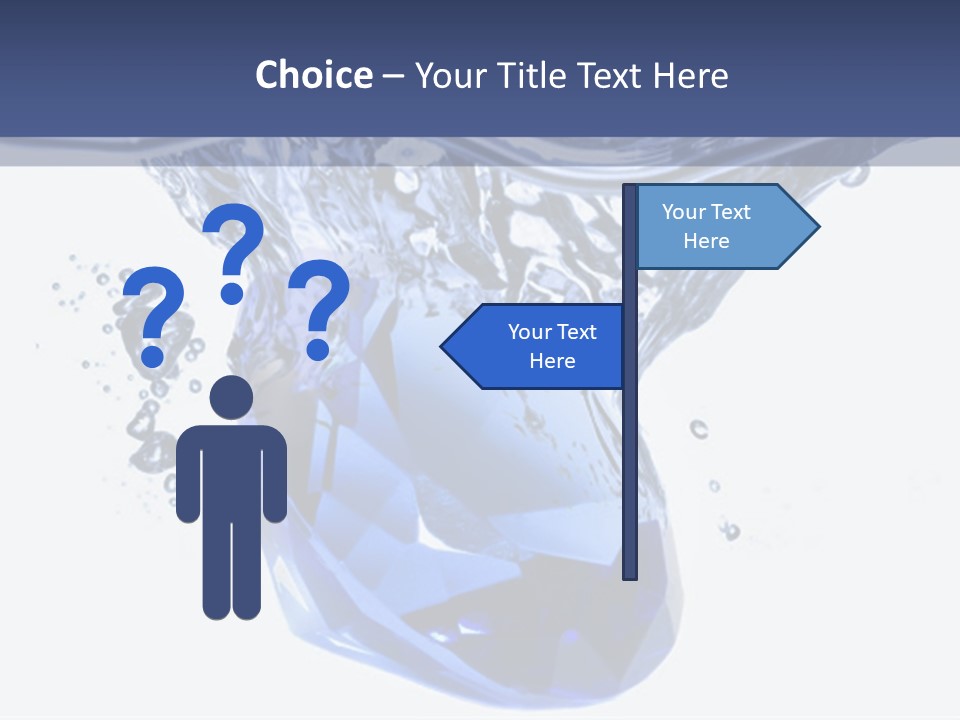 A Blue Diamond In The Water On A White Background PowerPoint Template