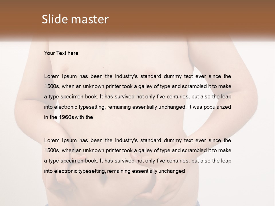 A Man Holding His Stomach With His Hand On His Hip PowerPoint Template