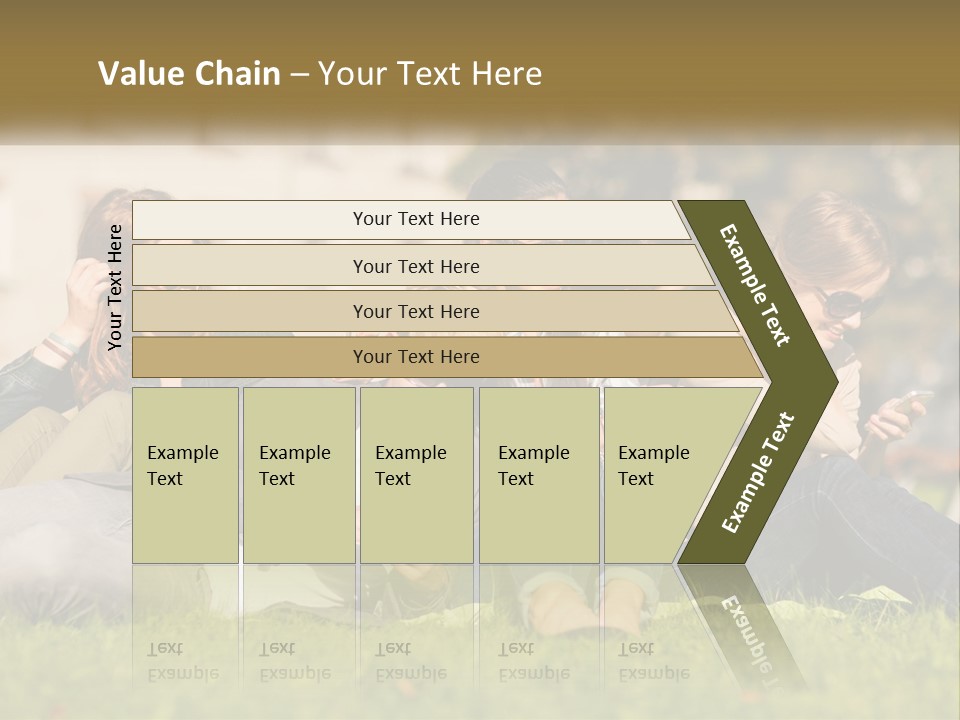 A Group Of People Sitting On The Grass Looking At Their Cell Phones PowerPoint Template