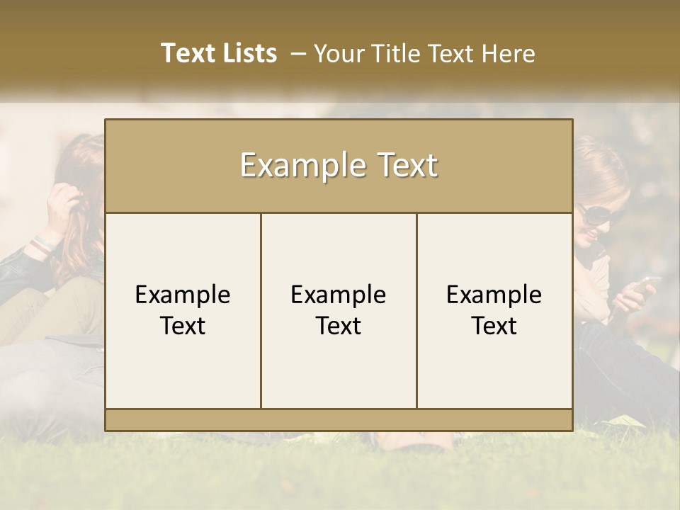 A Group Of People Sitting On The Grass Looking At Their Cell Phones PowerPoint Template