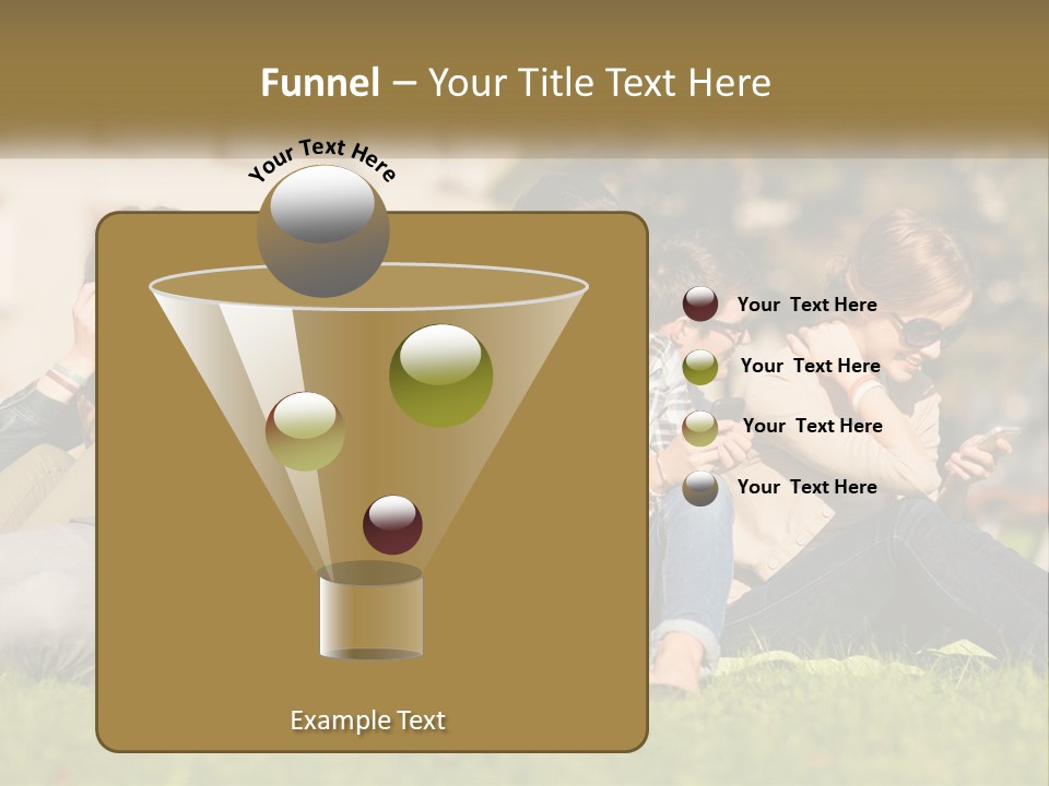A Group Of People Sitting On The Grass Looking At Their Cell Phones PowerPoint Template