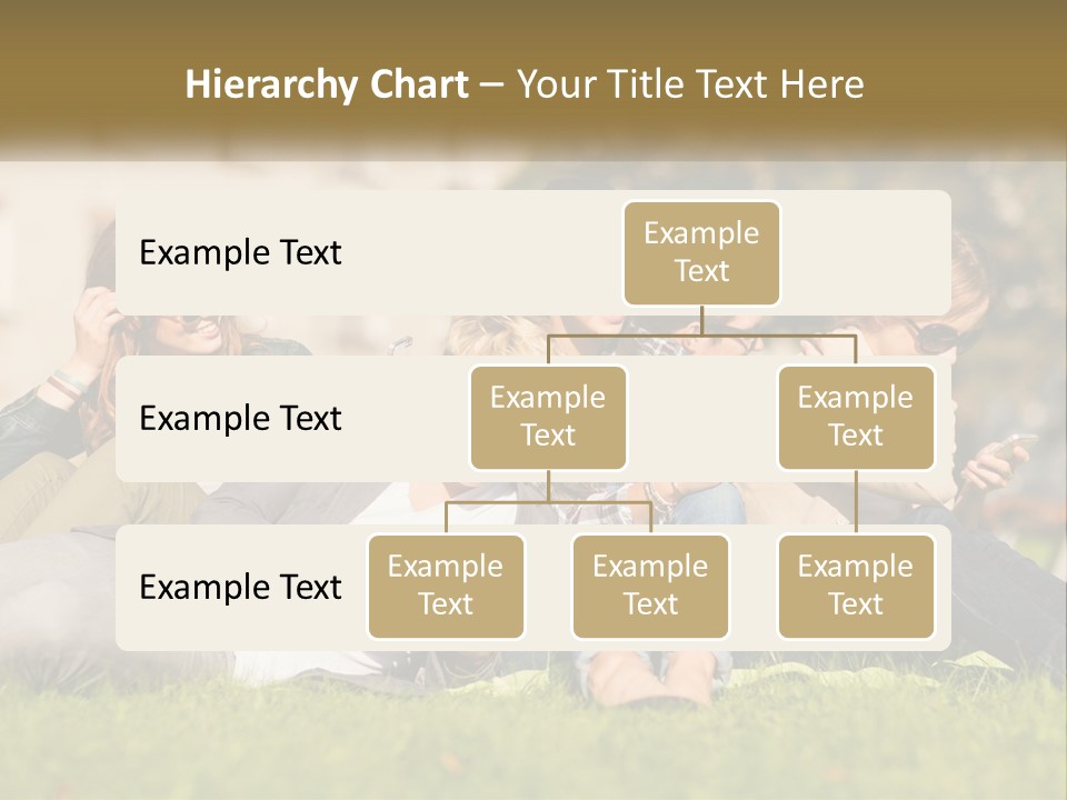 A Group Of People Sitting On The Grass Looking At Their Cell Phones PowerPoint Template