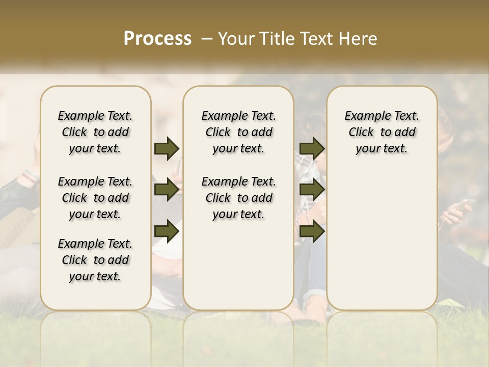 A Group Of People Sitting On The Grass Looking At Their Cell Phones PowerPoint Template