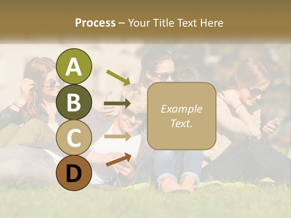 A Group Of People Sitting On The Grass Looking At Their Cell Phones PowerPoint Template