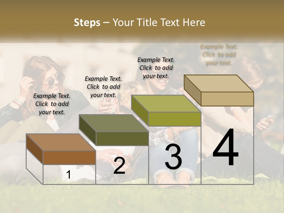 A Group Of People Sitting On The Grass Looking At Their Cell Phones PowerPoint Template
