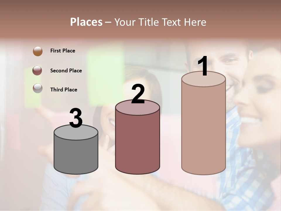 A Man And Woman Are Looking At Sticky Notes PowerPoint Template