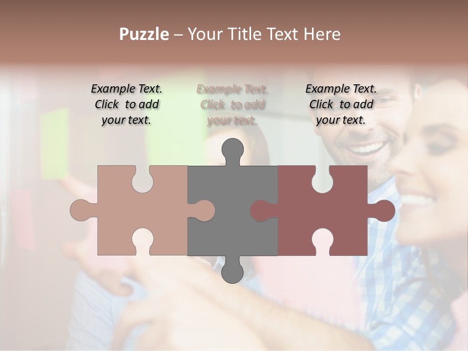 A Man And Woman Are Looking At Sticky Notes PowerPoint Template