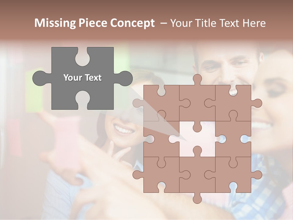 A Man And Woman Are Looking At Sticky Notes PowerPoint Template