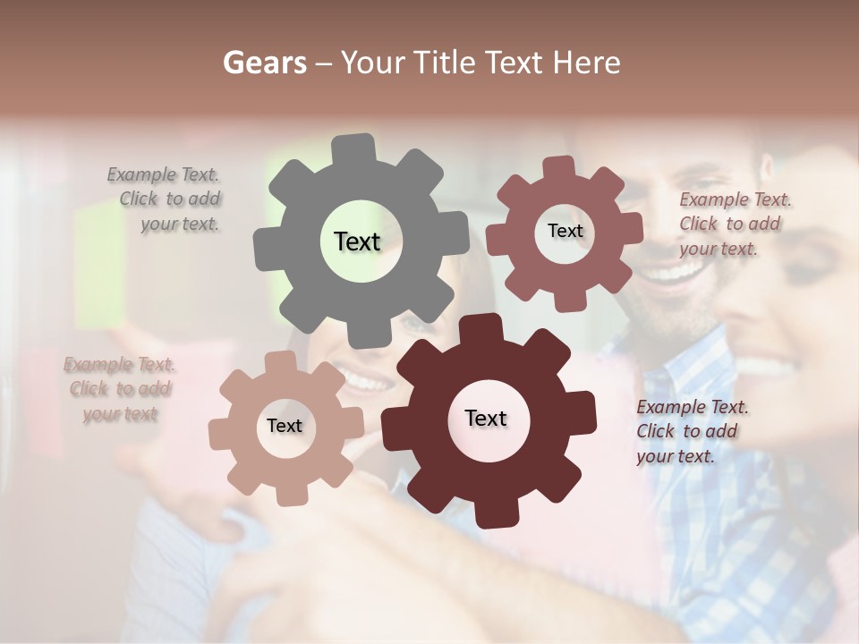 A Man And Woman Are Looking At Sticky Notes PowerPoint Template