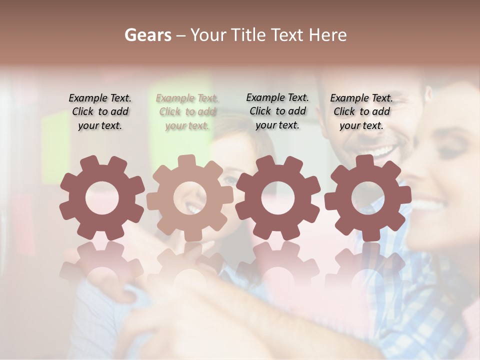 A Man And Woman Are Looking At Sticky Notes PowerPoint Template