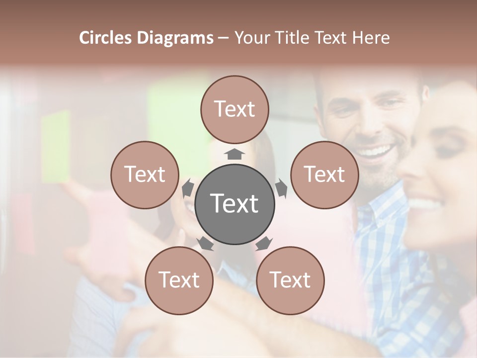 A Man And Woman Are Looking At Sticky Notes PowerPoint Template