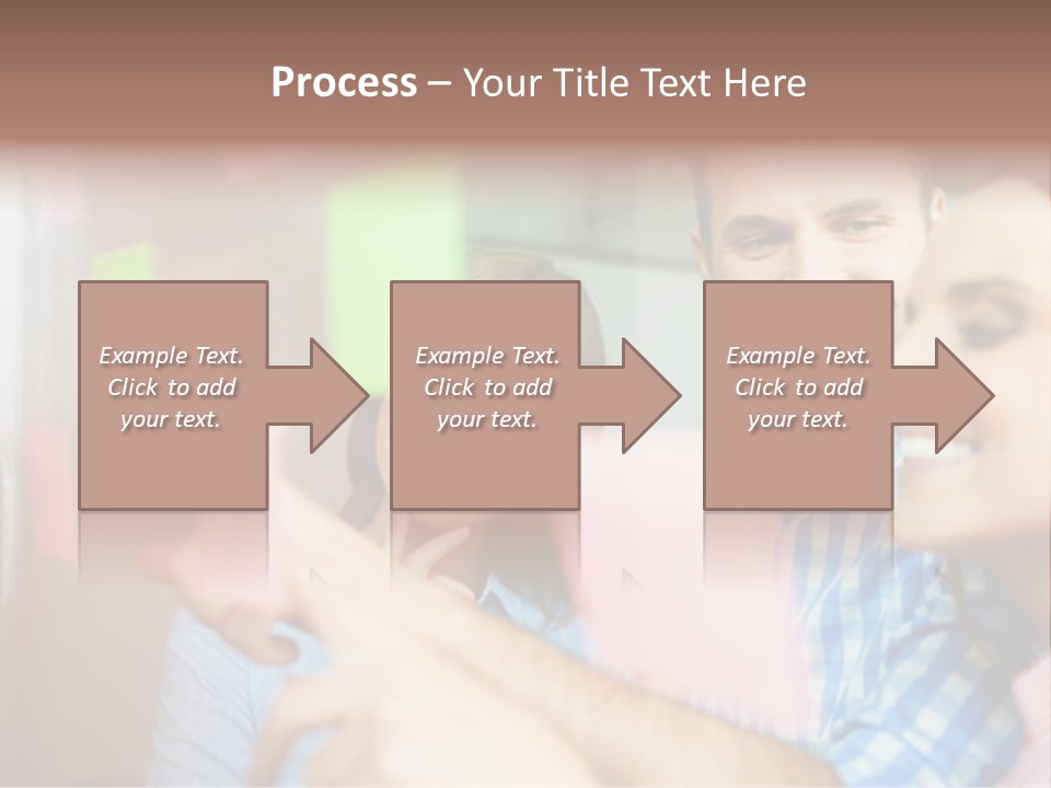 A Man And Woman Are Looking At Sticky Notes PowerPoint Template