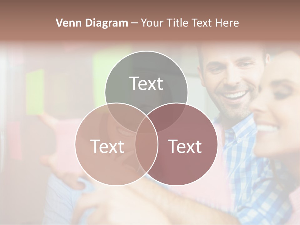 A Man And Woman Are Looking At Sticky Notes PowerPoint Template