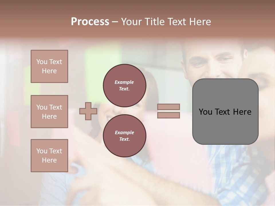 A Man And Woman Are Looking At Sticky Notes PowerPoint Template