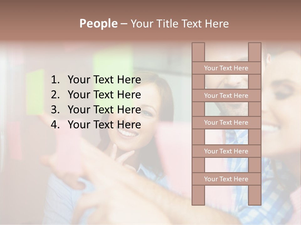 A Man And Woman Are Looking At Sticky Notes PowerPoint Template