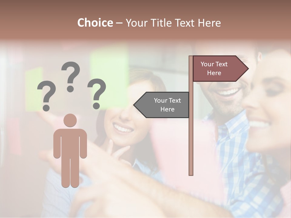 A Man And Woman Are Looking At Sticky Notes PowerPoint Template