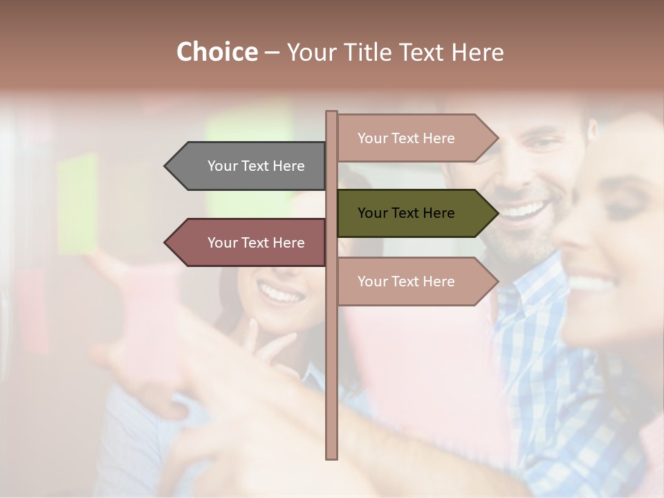 A Man And Woman Are Looking At Sticky Notes PowerPoint Template