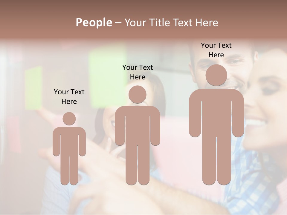 A Man And Woman Are Looking At Sticky Notes PowerPoint Template