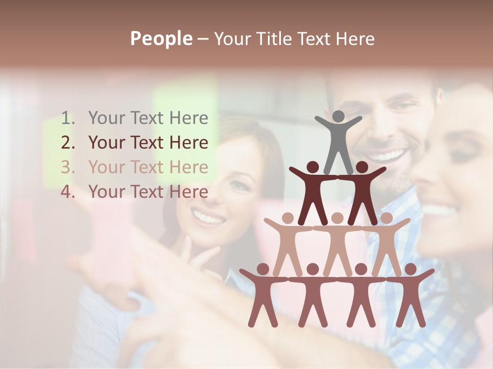 A Man And Woman Are Looking At Sticky Notes PowerPoint Template