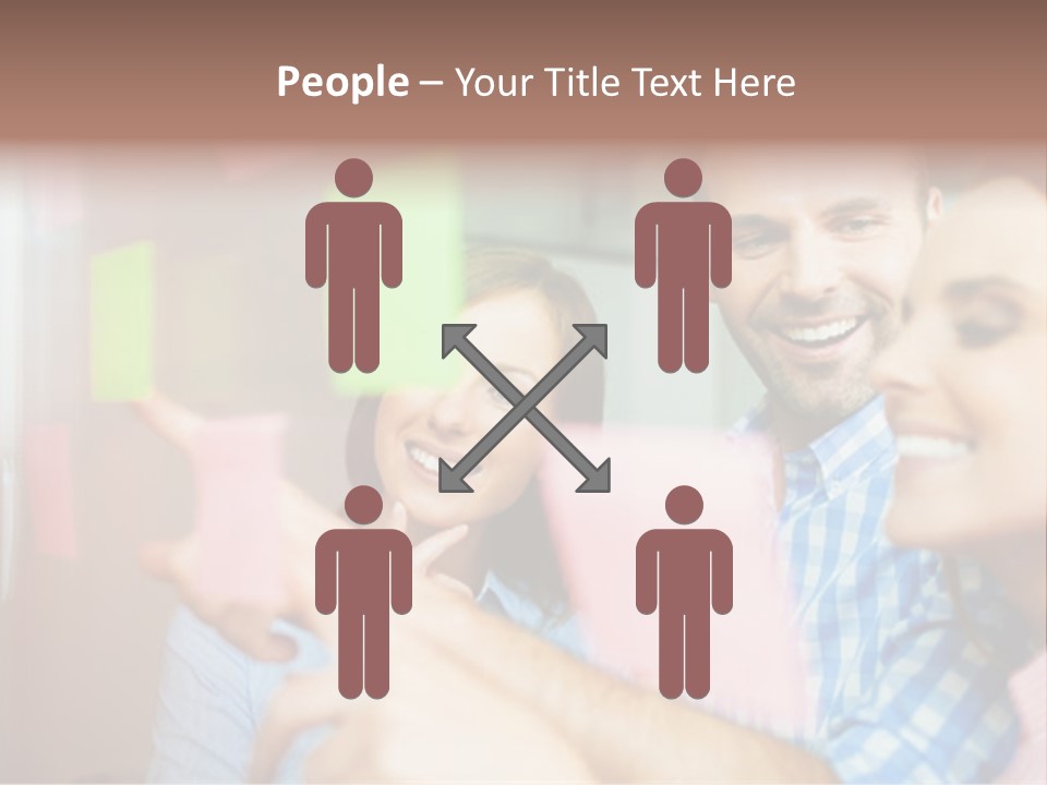 A Man And Woman Are Looking At Sticky Notes PowerPoint Template