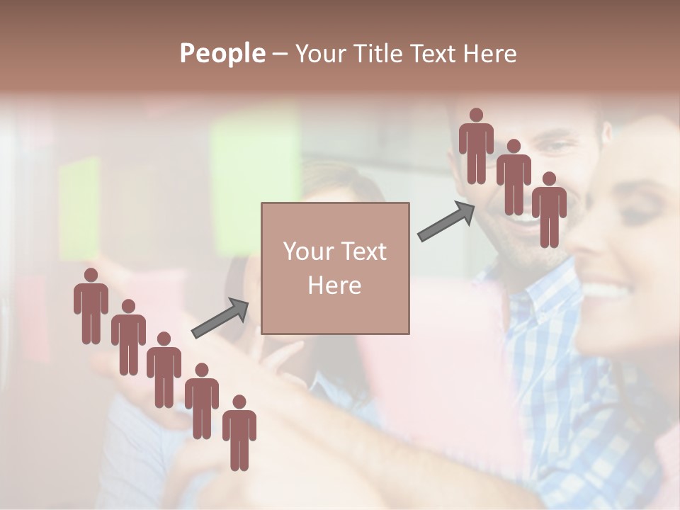 A Man And Woman Are Looking At Sticky Notes PowerPoint Template