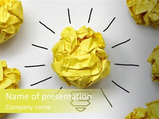 A Bunch Of Yellow Crumpled Paper Balls On A White Surface PowerPoint Template