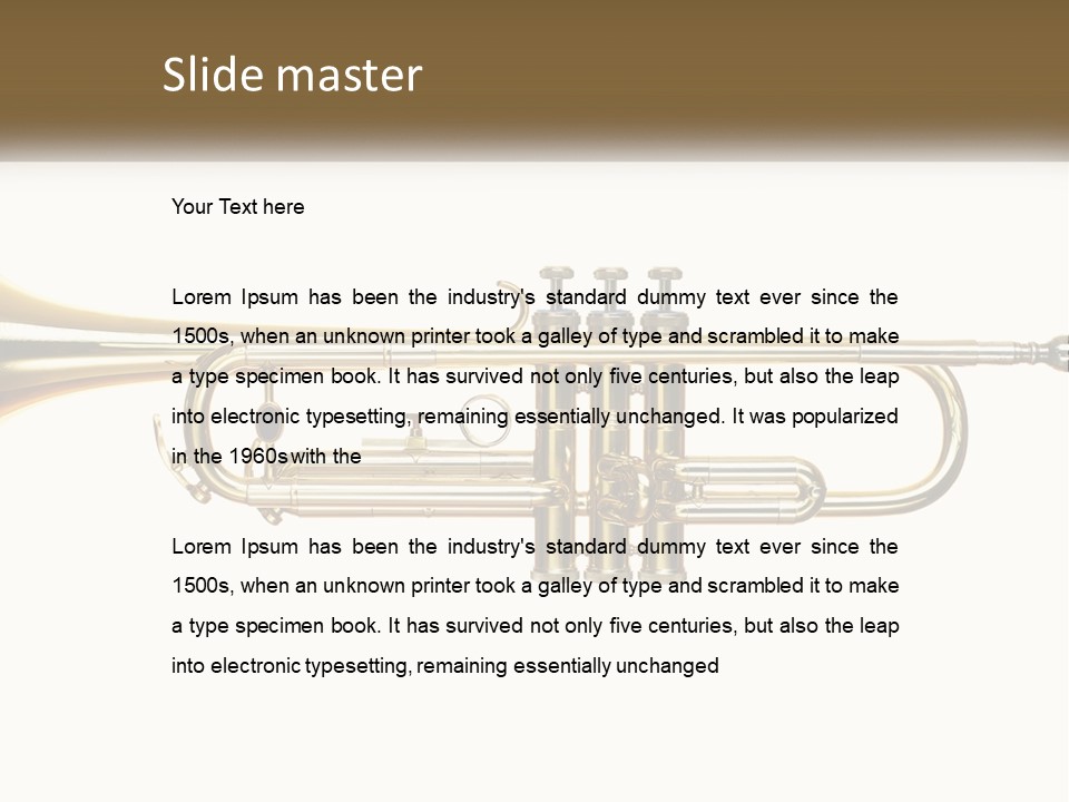 A Brass Trumpet With A White Background PowerPoint Template