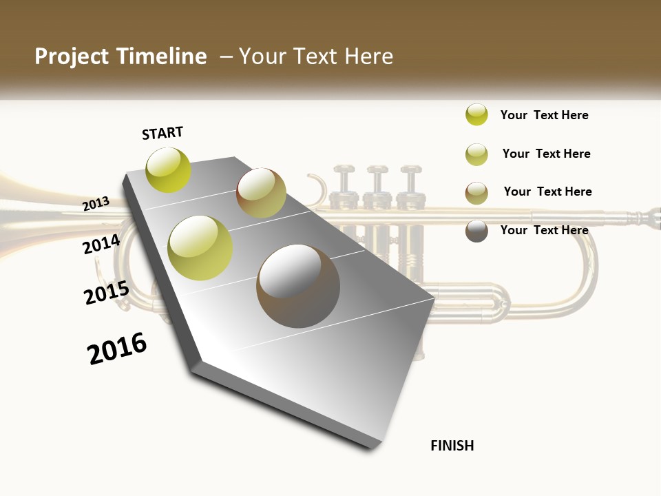 A Brass Trumpet With A White Background PowerPoint Template