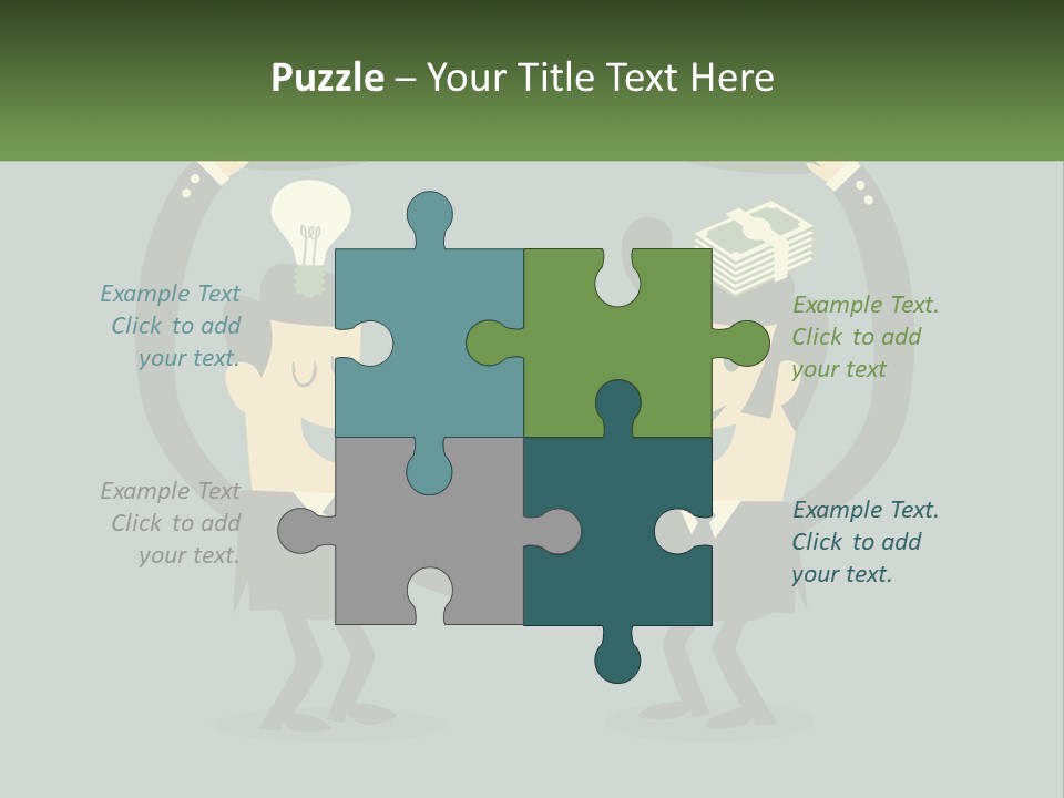 Two Businessmen Shaking Hands With A Light Bulb Above Them PowerPoint Template