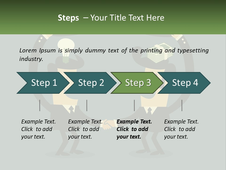 Two Businessmen Shaking Hands With A Light Bulb Above Them PowerPoint Template