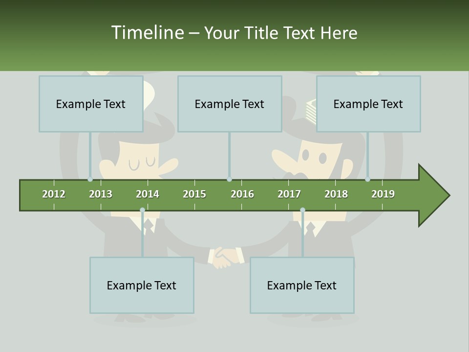 Two Businessmen Shaking Hands With A Light Bulb Above Them PowerPoint Template