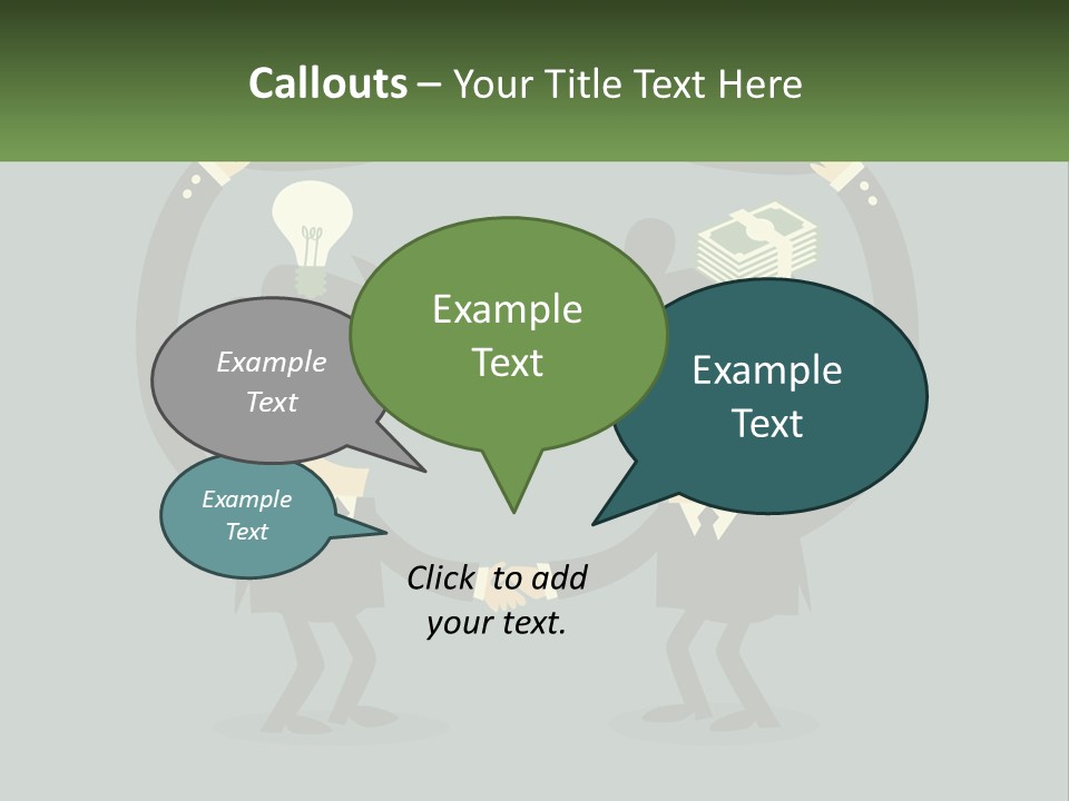 Two Businessmen Shaking Hands With A Light Bulb Above Them PowerPoint Template