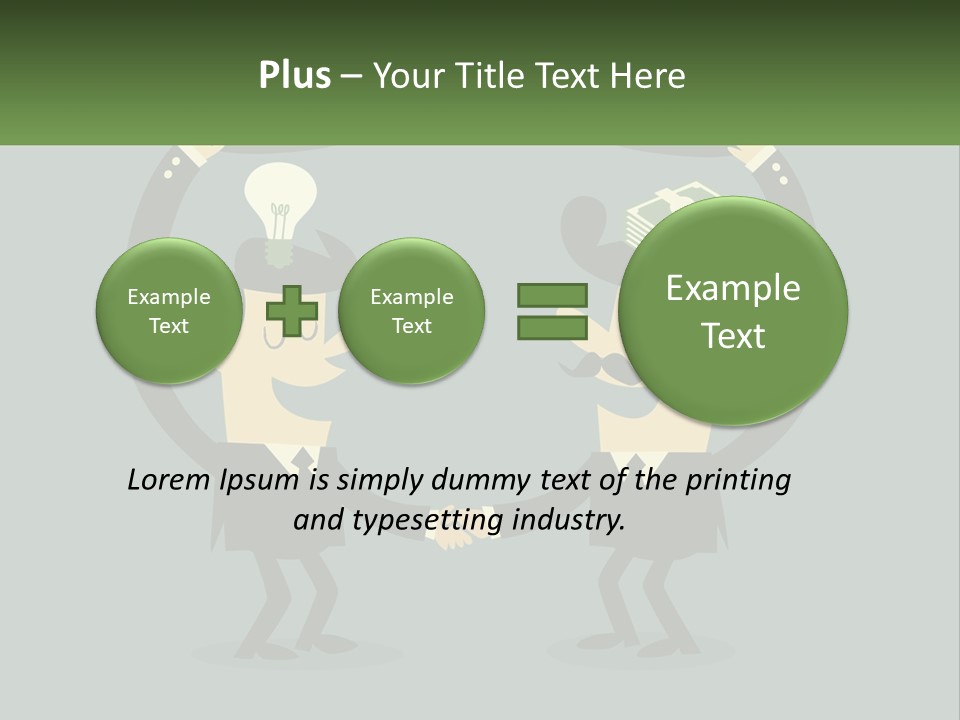 Two Businessmen Shaking Hands With A Light Bulb Above Them PowerPoint Template