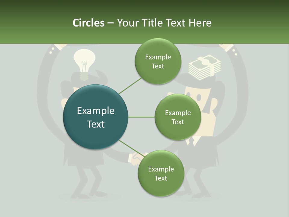 Two Businessmen Shaking Hands With A Light Bulb Above Them PowerPoint Template