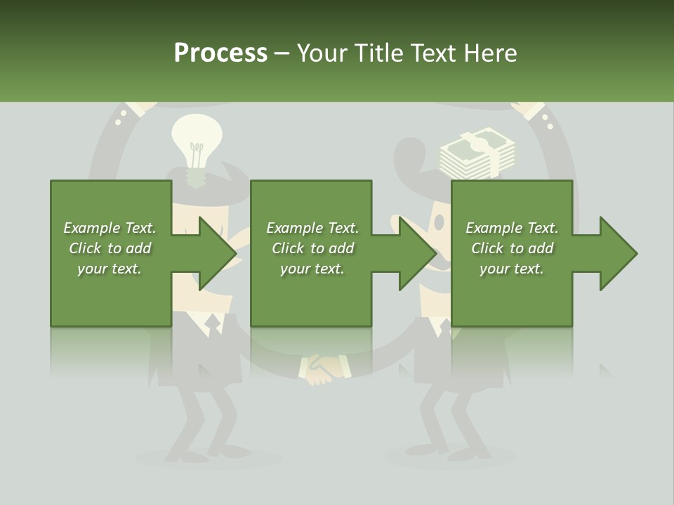 Two Businessmen Shaking Hands With A Light Bulb Above Them PowerPoint Template