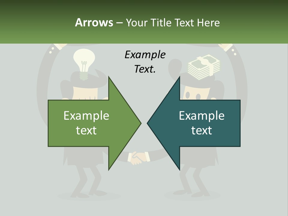 Two Businessmen Shaking Hands With A Light Bulb Above Them PowerPoint Template