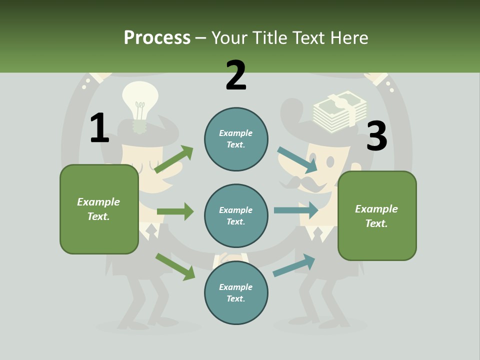 Two Businessmen Shaking Hands With A Light Bulb Above Them PowerPoint Template