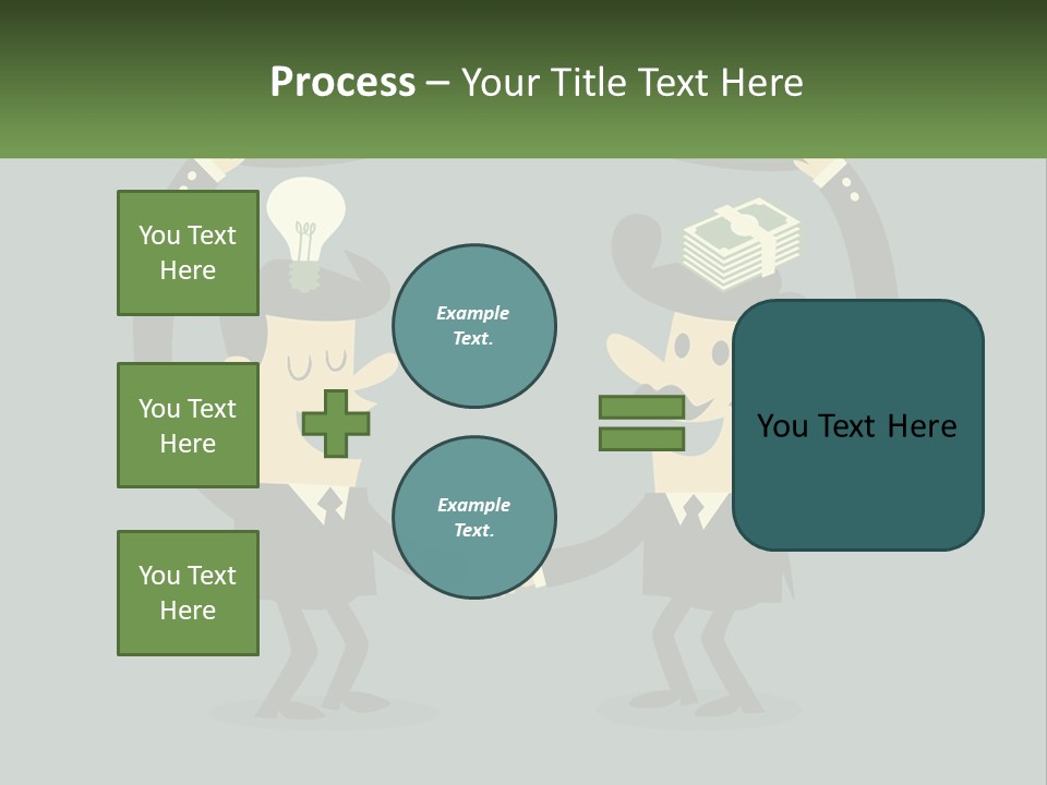 Two Businessmen Shaking Hands With A Light Bulb Above Them PowerPoint Template