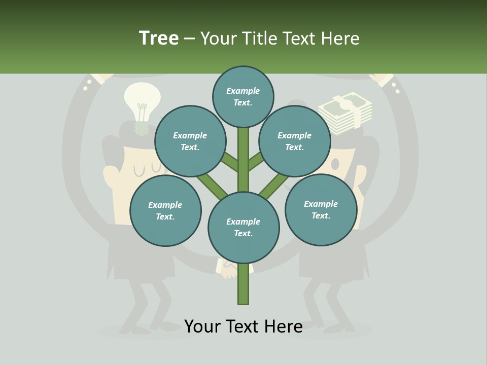 Two Businessmen Shaking Hands With A Light Bulb Above Them PowerPoint Template