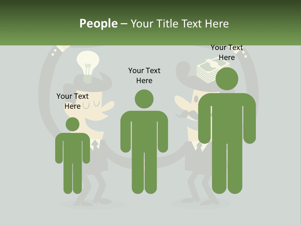 Two Businessmen Shaking Hands With A Light Bulb Above Them PowerPoint Template